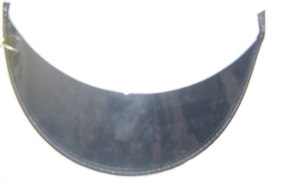 A FIBREBOARD PEAK COVERED IN PVC. FOR A UNIFORM CAP.