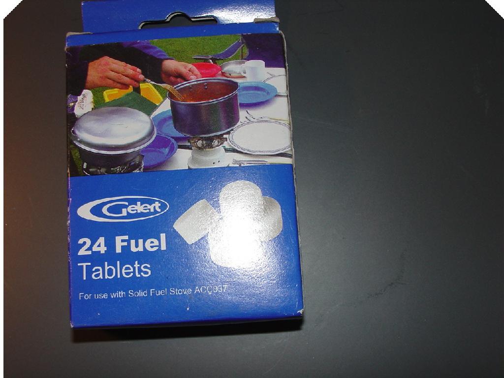 S/FUEL REFILLS FOR ACC037 (DG). CONTAINS 24 FUEL TABLETS. FUEL TABLETS BURN WITHOUT ODOUR AND IGNITE EASILY WITH A MATCH