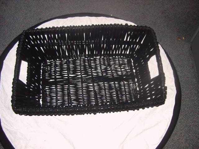 A WILLOW BASKET. MEASURING APPROXIMATELY 56CM X 37CMS.RECTANGULAR IN SHAPE.BLACK IN COLOUR. MADE FROM PLAITING MATERIALS.HAND MADE.

PACKAGED TOGETHER WITH OTHER TOILETRY PREPARATIONS AND EYE MASK,SLIPPERS,FACE SPONGE,GLOVES, PILLOW, BACKBRUSH AND CERAMIC DISH. ITEMS HAVE BEEN CLASSIFIED SEPARATELY AS THEY ARE NOT CONSIDERED MUTUALLY COMPLIMENTARY.