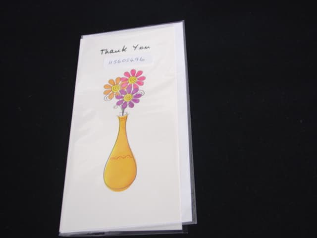 SINGLE GREETINGS CARD  MEASURING 9CMS X 18 CMS. PACKAGED WITH ENVELOPE IN A CLEAR POLYPROPYLENE BAG.