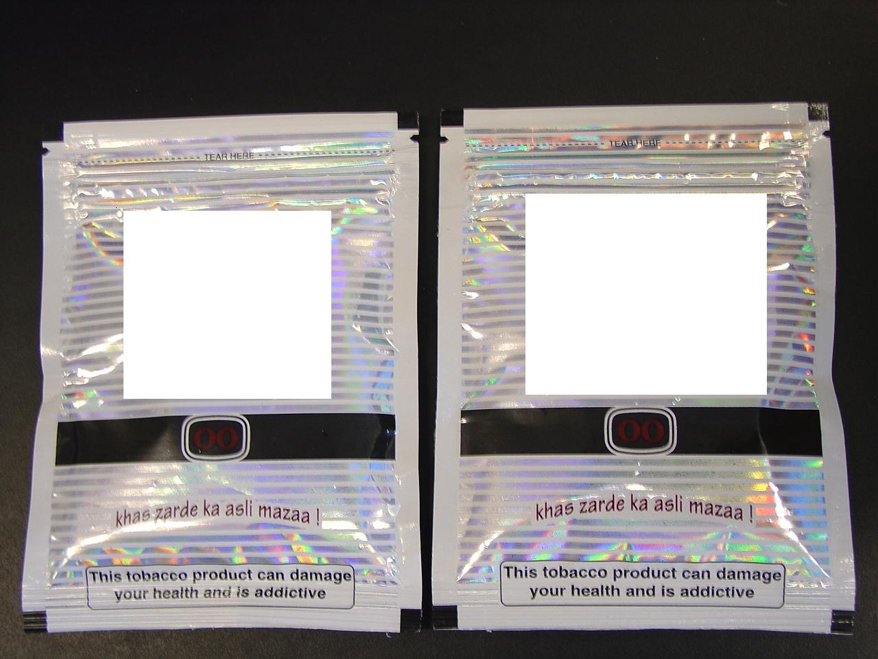 SACHETS OF CHEWING TOBACCO.  INGREDIENTS INCLUDE BETELNUTS, TOBACCO, CATECHU, LIME, MENTHOL, GLAVORS, SPICES AND SAFFRON.  PRESENTED IN 20 GRAM POUCHES.  THE PACKAGING INDICATES THIS PRODUCT AS BEING A TOBACCO PRODUCT.