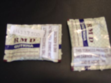 A PREPARATION USED AS CHEWING TOBACCO. PACKAGED IN A 4GRAM POUCH. INGREDIENTS INCLUDE SUPARI (BETEL NUTS) 76%, KATTHA, TAMBAKU (TOBACCO) 6%, CHUNA , ELAYCHI, PERFUMED AND PERMITTED SPICES AND FLAVOURS. IT STATES ON THE PACKAGING THIS TOBACCO PRODUCT CAN DAMAGE YOUR HEALTH AND IS ADDICTIVE.
