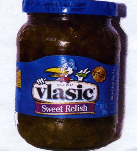 THIS FOOD PRODUCT IS CUCUMBER THAT HAS BEEN PROCESSED AND TURNED INTO RELISH TO BE USED IN SANDWICHES AND ACCOMPANYING FOODS. INGREDIENTS; CUCUMBER, HIGH FRUCTOSE CORN SYRUP, DISTILLED VINEGAR, SALT, CLCIUM CHLORIDE, CELERY SEED, XANTHAN GUM, SODIUM BENZOATE (PRESERVATIVE)  DEHYDRATED RED PEPPER, ALUM, NATURAL FLAVOURS, POLYSORBATE 80, YELLOW 5.