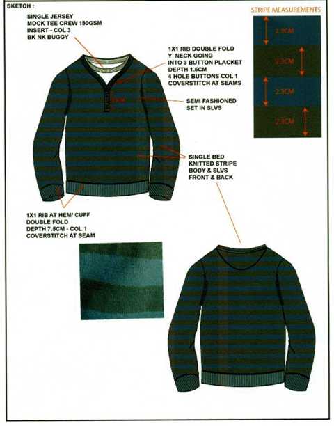 A MENS KNITTED PULLOVER. DESIGNED TO COVER THE UPPER PART OF THE BODY TO THE WAIST. WITH Y NECK. WITH LEFT OVER RIGHT FLAP, MOCK CREW INSERT AND NON FASTENING BUTTONS. WITH LONG SLEEVES. WITH RIBBING AT SLEEVE CUFFS AND BASE OF GARMENT. OF COTTON.