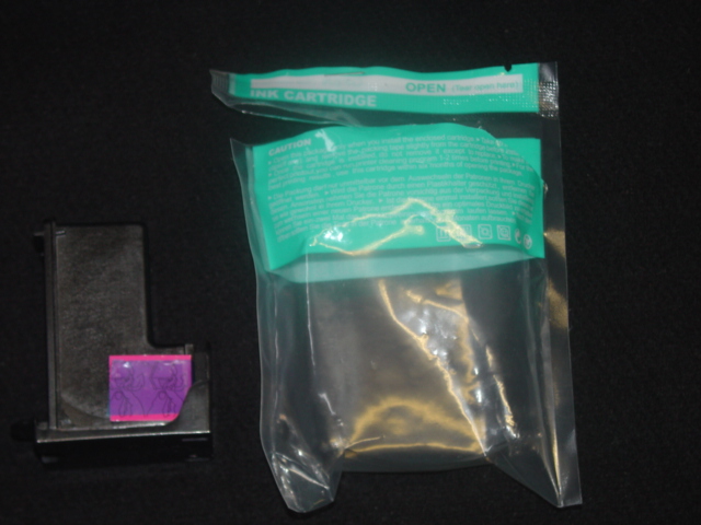 REMANUFACTURED BLACK INKJET CARTRIDGES COMPLETE WITH PRINT HEAD FOR USE AS REPLACEMENTS FOR SPECIFIC BRANDED INKJET PRINTER PARTS. THE CARTRIDGES CONSIST OF A PLASTIC WELDED OUTER CASING WITH DETACHABLE PLASTIC LID AND CONTAIN AN INTERNAL PLASTIC SPONGE WHICH HOLDS THE INK. AN ELECTRICAL PRINT HEAD MECHANISM IS ATTACHED BY WELD TO THE PLASTIC OUTER CASING.