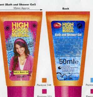 A 50 ML BATH AND SHOWER GEL IN AN ORANGE TUBE WITH A PINK LID.  PUT UP FOR RETAIL SALE AS PART OF A SET WITH A TOILETRY BAG, SPONGE, MIRROR AND SHAMPOO.  (ALL CLASSIFIED SEPERATELY).