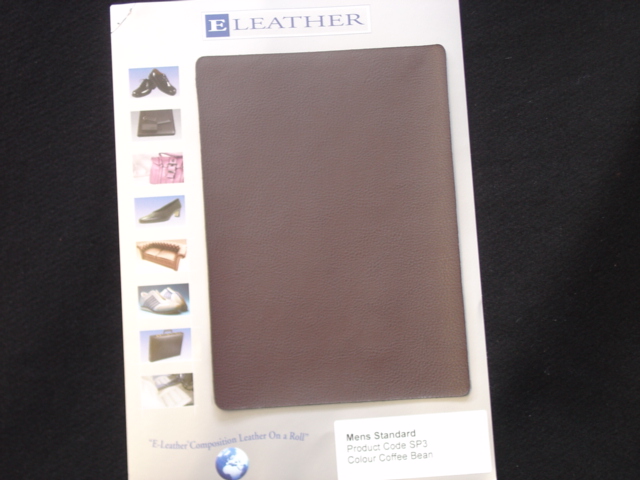COMPOSITION LEATHER IN ROLLS. MADE FROM LEATHER FIBRES REINFORCED WITH SYNTHETIC FIBRES. TO BE USED FOR THE MANUFACTURE OF FOOTWEAR, BAGS, SOFAS AND OTHER PRODUCTS. IMPREGNATION IS ADDED TO PROVIDE COLOUR AND SUPPLENESS. LEATHER FIBRES 55.9, SYNTHETIC FIBRES 26, IMPREGNATIONS 5.1 AND COATING 13 PER CENT.