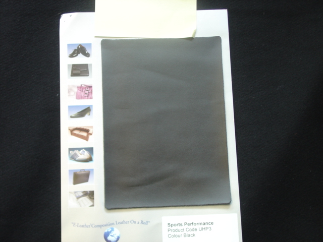 COMPOSITION LEATHER IN ROLLS. MADE FROM LEATHER FIBRES REINFORCED WITH SYNTHETIC FIBRES. TO BE USED FOR THE MANUFACTURE OF FOOTWEAR, BAGS, SOFAS AND OTHER PRODUCTS. IMPREGNATION IS ADDED TO PROVIDE COLOUR AND SUPPLENESS. LEATHER FIBRES 47.2, SYNTHETIC FIBRES 36.5, IMPREGNATIONS 3.3 AND COATING 13 PER CENT.