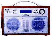 A DAB RADIO WITH BUILT IN 2 WAY SPEAKERS IN A CHERRYWOOD EFFECT CASING.  FEATURES INCLUDE: BUILT IN AMPLIFIER, DIGITAL TUNER, HEADPHONE SOCKET, LCD DISPLAY, ALARM AND TIMER AND DAB/FM WAVEBANDS.  DIMENSIONS D35 X H9 X W19 CM AND WEIGHT 660G.