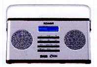 A DAB DIGITAL RADIO IN AN ALUMINIUM/WOODEN DESIGN CASE WITH BUILT IN SPEAKERS.  IT FEATURES: A CLOCK ALARM FUNCTION, CARRY HANDLE, HEADPHONE SOCKET, MULTI-FUNCTION DOT MATRIX LCD DISPLAY WITH BACKLIGHT. 20 PRESET STATIONS, DIGITAL TUNER, SINGLE CLOCK AND STEREO SOUND.  DIMENSIONS D25 X H14 X W11 CM AND WIGHT 125KG.  MAINS AND BATTERY POWERED.