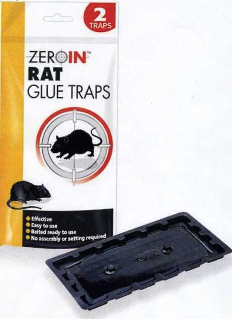 RAT GLUE TRAP, PLASTIC TRAY READY BAITED WITH GLUE, SUPPLIED IN PACKS OF TWO IN PLASTIC OUTER SLEEVE.