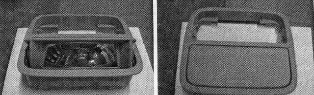 CONSOLE ASSEMBLY. THE PART IS LOCATED INSIDE THE CAB OF THE VEHICLE. IT IS FITTED INSIDE THE ROOF OF THE CAB AND COMPRISES A SMALL STORAGE COMPARTMENT DESIGNED TO HOLD SUNGLASSES. THE PART IS MADE OF PLASTIC WITH A REFLECTIVE SURFACE TO THE REAR OF THE STORAGE AREA DESIGNED TO ENABLE THE PASSENGER TO SEE THEIR OWN REFLECTION. THE COMPARTMENT HAS A PRESSURE RELEASE OPENING MECHANISM. THE PART IS IMPORTED FOR THE INDUSTRIAL ASSEMBLY OF AUTOMOBILES OF TARIFF HEADING.