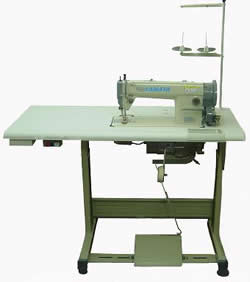 INDUSTRIAL WALKING FOOT LOCKSTITCH SEWING MACHINE FOR RETAIL WEIGHT 32.5 KG. SUPPLIED WITH STAND, TABLE, MOTOR, ACCESSORIES. SUPER HIGH SPEED HEAVY DUTY STRAIGHT STITCH. INDUSTRIAL SEWING MACHINE WITH REVERSE. FOR SEWING LEATHER, CURTAINS AND UPHOLSTERY.