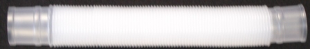 A LENGTH OF FLEXIBLE CORRUGATED PLASTIC TUBING 20 CM LONG. MADE FROM A SINGLE THERMOPLASTIC POLYMER, POLYPROPYLENE. THE TUBE HAS A MINIMUM BURST PRESSURE IN EXCESS OF 27.6MPA.