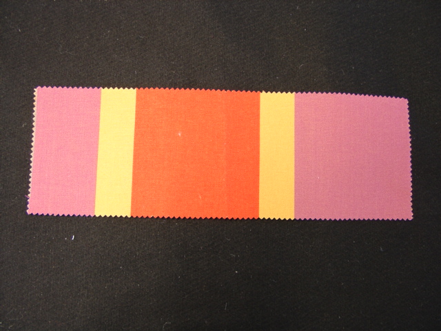 A WOVEN FABRIC OF 100 PERCENT ACRYLIC STAPLE YARN.  WEIGHING 219 GM2. JAQUARD WEAVE IN YARNS OF DIFFERENT COLOURS FORMING A BOLD STRIPED PATTERN.