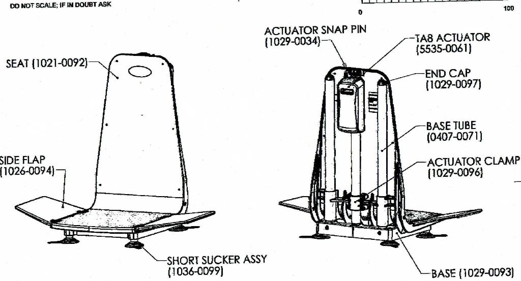 A BATH LIFT SUB ASSEMBLY. COMPRISING OF AN INJECTION MOULDED POLYPROPYLENE SEAT, WITH SIDE FLAPS. WITH HINGES AND SUCKERS ATTACHED. THE SEAT IS FITTED WITH ALUMINIUM TUBES TO THE REAR, FOR FITTING TO THE ACTUATOR.