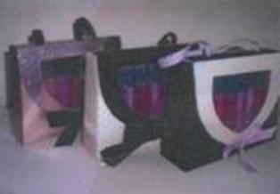 A SET OF SIX LIP GLOSS WANDS (2.5 G EACH) PRESENTED IN A CARDBOARD HANDBAG WITH A TRANSPARENT WINDOW.