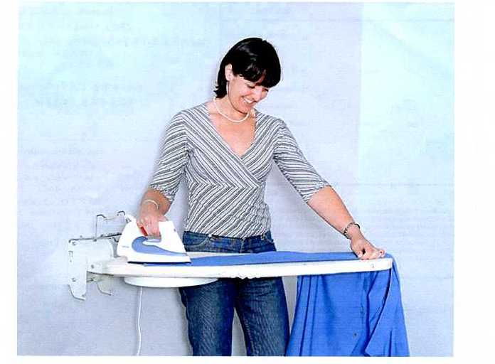 A COMPACT PAINTED WALL MOUNTED FOLDING IRONING BOARD MADE OF HIGH QUALITY STEEL CONSTRUCTION THROUGHOUT WITH CAST ZINC ALLOY HINGES TO FIT INTO TIGHT SPACES.CAN BE ADJUSTED TO ANY CONVENIENT HEIGHT. OPENS PARALLEL OR PERPENDICULAR TO THE WALL THEN SWIVELS AND LOCKS AT ANY ANGLE BEWEEN ZERO AND 180 DEGREES.  NEUTRAL, SOFT CREAM COLOUR . INCLUDES DURABLE HIGH QUALITY PADDED CLOTH IRONING BOARD COVER WHICH MINIMIZES MOVEMENT DURING IRONING. VENTILATED STEEL MESH IRONING SURFACE.