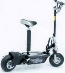 ELECTRIC BATTERY POWERED SCOOTER. THE SCOOTER CAN GO UP TO 40KMH AND TRAVEL 35KM MAXIMUM. IT HAS A STEEL FRAME AND ALUMINIUM BODY. POWERED BY 4X12AH ACID RECHARGEABLE BATTERIES 48 VOLTS IN TOTAL. IT CAN HOLD UP TO 350LBS IN WEIGHT. THE LENGTH IS 44", HEIGHT IS 42" AND WIDTH INCLUDING HANDLEBARS IS 19.75" IT FOLDS UP FOR EASY CARRIAGE. SUPPLIED WITH TOOLS, BATTERY CHARGER AND INSTRUCTION MANUAL.