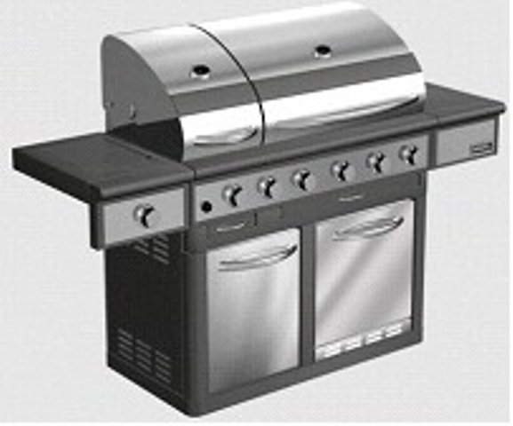 GAS BARBEQUE AND ELECTRIC FRIDGE COMBINATION UNIT WITH THE FOLLOWING FEATURES STAINLESS STEEL POWDER COATED AND PORCELAIN COATED CONSTRUCTION,2 X STAINLESS STEEL SEAMLESSLY WELDED LIDS WITH PORCELAIN COATED DECORATIVE STRIP ACCENT, 600 SQUARE INCHES MAIN COOKING AREA, 224 SQUARE INCH WARMING RACK, 260 SQUARE INCHES MAIN SEARING AREA,1084 SQUARE INCHES OF TOTAL COOKING SURFACE,PORCELAIN COATED FIRE BOXES,TOTAL 84,000 BTU GAS GRILL, 4 STAINLESS STEEL LINEAR BURNERS WITH 11,000 BTU EACH, 1 SEAR MAIN BURNER AT 18,000 BTU, 1 REAR BURNER AT 10,000 BTU, 1 SIDE BURNER AT 12,000 BTU,LP AND NG CONVERTIBLE DUAL VALVES, 301 STAINLESS STEEL WRAPPED COOKING GRIDS,ZIG ZAG EXCLUSIVE EVEN HEAT 443 STAINLESS STEEL. FLAME TAMER, PORCELAIN COATED WARMING RACK,STAINLESS STELL DOOR,  POWDER COATED GAS TANK TRAY, OUT DOOR 46 LITRE COMPRESSION REFRIGERATOR WITH STAINLESS STEEL DOOR, PDC SIDE BURNER LID, HEAVY DUTY ROTISSERIE KIT WITH STAINLESS STEEL MOTOR/LIGHT,SATIN FINISH ZINC ALLOY CONTROL KNOBS WITH SOFT, RUBBER RING FOR EASY GRIP AND HIGH GRADE WEATHER RESISTANT PU COVER