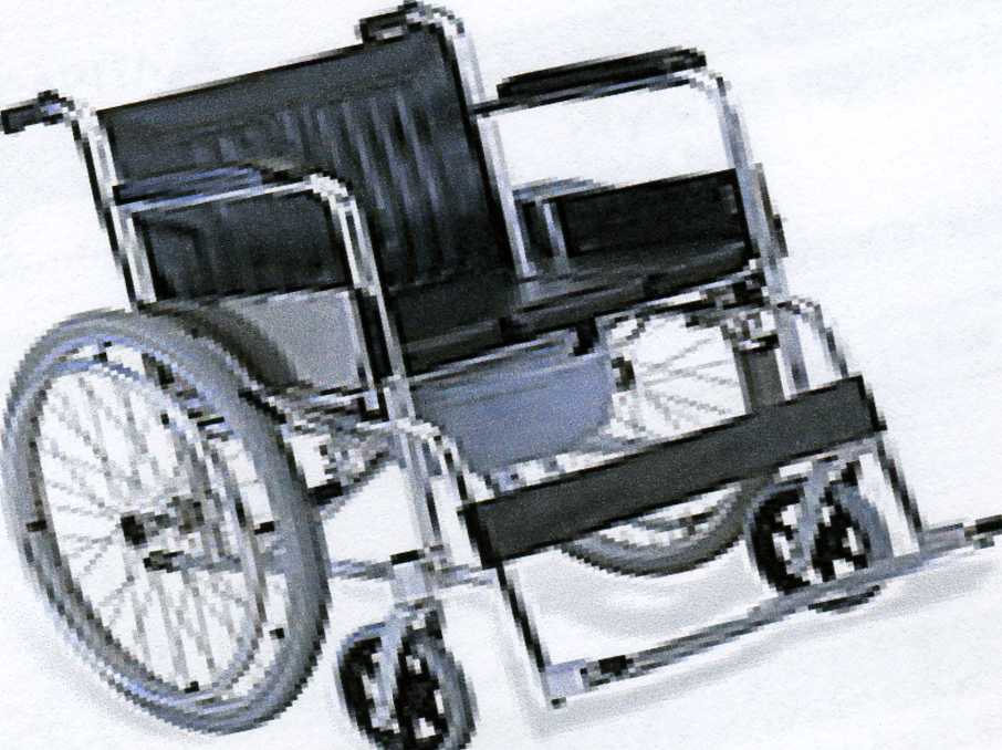 MANUALLY OPERATED WHEELCHAIR (NOT MECHANICALLY PROPELLED). OF A CHROME FINISHED STEEL FRAMEWORK. WITH PLASTIC AND RUBBER MOULDINGS, 2 STEEL SPOKE REAR WHEELS AND 2 SMALLER FRONT WHEELS, A PVC SEAT AND LEG REST. DESIGNED TO BE USED BY THE DISABLED AND THOSE WITH INJURIES.
