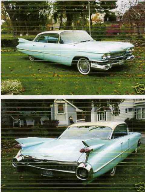 USED1959 CADILLAC SEDAN  DE  VILLE WITH A SPARK IGNITION INTERNAL COMBUSTION RECIPROCATING PISTON ENGINE (PETROL) HAVING A CYLINDER CAPACITY OF 6.4 LITRES. VIN NO 59K133107. THIS CAR HAS TURQUOISE  PAINTWORK WITH AN IVORY COLOURED ROOF.