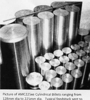 SECONDARY ALUMINIUM ALLOY CYLINDRICAL BILLET. ALLOY ELEMENT COMPOSITION BY CHEMICAL ANALYSIS (ATOMIC ABSORPTION) (WEIGHT BY PERCENT) ALUMINIUM 67.7 SILICON 19.7 CARBON 8.3 COPPER 2.9 MAGNESIUM 1.0 MANGANESE 0.4