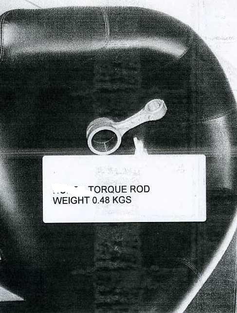 PART OF A PETROL/ DIESEL ENGINE. A TORQUE ROD COMPRISES TWO BUSHES WHICH STOPS THE ENGINE FROM ROCKING BACKWARDS AND FORWARDS. MADE OF ALUMINIUM ALLOY.WEIGHT 0.48 KGS