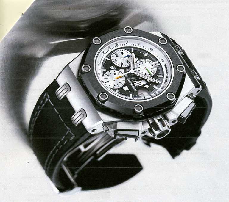 MENS CHRONOGRAPH WRIST WATCH WITH 
TITANIUM CASE, MECHANICAL SELF WINDING MOVEMENT AND BLACK STRAP