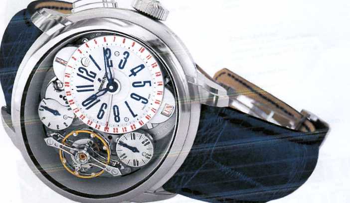 MENS CHRONOGRAPH WRIST WATCH WITH 
PLATINUM CASE, MECHANICAL SELF WINDING MOVEMENT AND BLACK STRAP