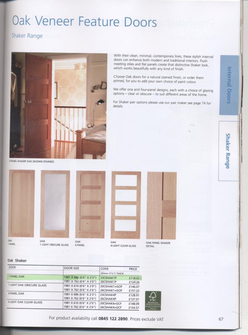 INTERNAL OAK DOORS SIZE 1981MM X 686MM .OF LAMINATED CUNNINGHAMIA LANCELOTA MEDIUM DENSITY PARTICLE BOARD CORE WITH QUERLUS ALBA VENEERS AND FRAXINUS MANDSHURICA LIPPINGS.