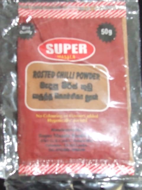 ROASTED CHILLI POWDER - SPICE MADE ENTIRELY FROM DRIED CHILLIES POWDERED AND ROASTED. PUT UP FOR RETAIL SALE.