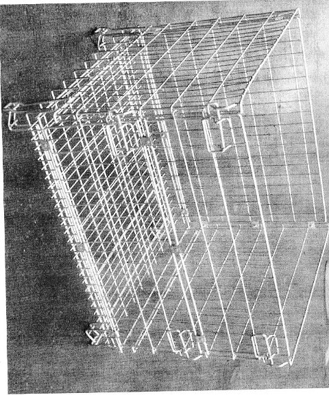 WELDED MILD STEEL FOLDING CAGE PALLET. FINISHED IN BRIGHT ELECTED ZINC PLATE. SIZE 1000MM X 1200MM X 1000MM FOLDING TO APPROX 1000MM X 1200MM X 200MM HIGH