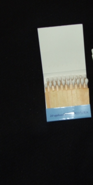 STYPTIC MATCHES. CONSISTING OF A STICK WITH A POTASSIUM ALUM HEAD. DESIGNED TO REDUCE BLEEDING FROM MINOR CUTS AND ABRAISONS SUFFERED FROM SHAVING, BY WETTING. 20 STICKS PER CARDBOARD BOOKLET.