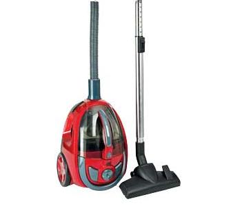 1600 WATT BAGLESS CYLINDER VACUUM CLEANER WITH A 1.5M HOSE.  VARIABLE POWER CONTROL.  2.5 LITRE TOTAL CAPACITY.  1.8 LITRE DUST CAPACITY.  DUSTBIN FULL INDICATOR.  HEPA FILTRATION.  WASHABLE FILTER.  FOOT OPERATED CORD REWIND AND ON/OFF CONTROL.  INCLUDES COMBINATION NOZZLE AND T-SHAPE BRUSH.  HOSE STRETCHES FOR STAIRCASE CLEANING.  PLASTIC EXTENSION TUBES.  ROTATING BRUSH BAR.  FLOOR HEAD ADJUSTS FOR CARPET AND HARD FLOOR CLEANING.  5.2M POWER CORD.  WEIGHT 5.6KG.  RED.