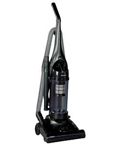 1800 WATT BAGLESS UPRIGHT VACUUM CLEANER WITH 3 METRE HOSE.  IDEAL FOR PICKING UP PET HAIR.  2.5 LITRE TOTAL CAPACITY.  1.2 LITRE DUST CAPACITY.  HEPA FILTRATION.  WASHABLE FILTER.  CORD STORAGE.  FOOT OPERATED ON/OFF CONTROL.  INCLUDES CREVICE TOOL AND SMALL BRUSH.  ON BOARD TOOL STORAGE.  HOSE STRETCHES FOR STAIRCASE CLEANING.  PLASTIC EXTENSION TUBES.  5 FLOOR HEAD HEIGHT ADJUSTMENTS DIFFERENT FLOOR TYPES.  FLOOR HEAD HAS SIDE SUCTION CHANNELS FOR EDGE TO EDGE CLEANING.  7M POWER CORD.  WEIGHT 7.5KG.  BLACK.