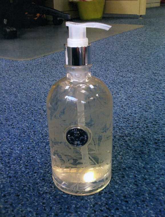 POMEGRANATE AND VANILLA HAND WASHING PREPARATION PACKAGED IN A GLASS PUMP DISPENSER. CONTAINS ALOE BARBADENSIS, HYPERICUM PERFORATUM, VITIS VINIFERA, ARNICA MONTANA, HAMAMELIS VIRGINIANA, AESCULUS HIPPOCASTANUM, HEDERA HELIX.