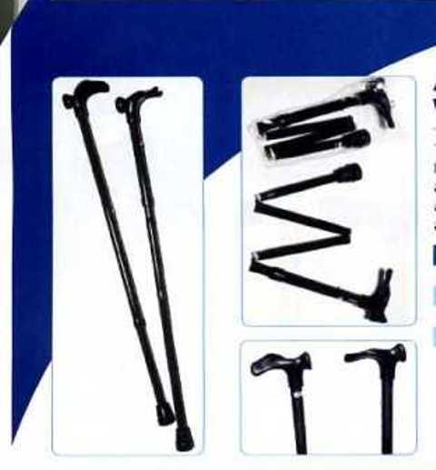ANATOMIC ADJUSTABLE FOLDING WALKING STICK MADE FROM ALUMINIUM. HEIGHT ADJUSTABLE FROM 31"-35"