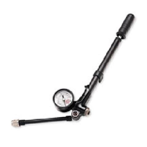 AIR PUMP ALLOWS SAFE AND SIMPLE ADJUSTMENT OF THE FRONT AND REAR AIR SUSPENSION ON TOURING MOTORCYCLES. UNLIKE A BICYCLE PUMP OR A FUEL STATION AIR HOSE, THE HAND OPERATED PUMP WITH CONTROLLABLE  VALVE ALLOWS PRECISE ADJUSTMENT TO AIR VOLUME, AND THE AIR CONNECTOR MAINTAINS SHOCK PRESSURE WHEN THE FITTING IS REMOVED.