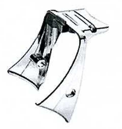 STEERING NECK COVER OF CHROME PLATED STEEL TO CONCEAL THE WIRING HARNESS AND OTHER HARDWARE ON THE STEERING NECK OF A MOTORCYCLE. SECURED BY BOLTS. PACKAGED IN A BAG.