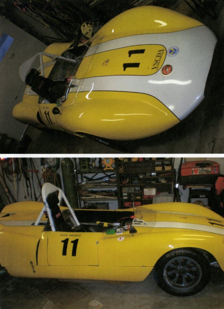 1963 BOBSY SR2-3 RACING CAR. SR2 MODEL, WITH SR3 UPGRADES (SR2-3). SINGLE SEAT. CHASSIS NO. 7209. ENGINE NO. 3000320. 903CC FIAT, PETROL DRIVEN ENGINE. BODY COLOUR: YELLOW WITH CENTRAL WHITE STRIP OVER BONNET AND REAR OF THE CAR. ACCOMPANIED BY ORIGINAL SPARE PARTS. THIS CAR WAS OWNED AND DRIVEN IN RACES BY FAMOUS AMERICAN RACING DRIVER, GORDON 'DUCK' WADDLE BETWEEN 1972-1978, AND 2000-2010.