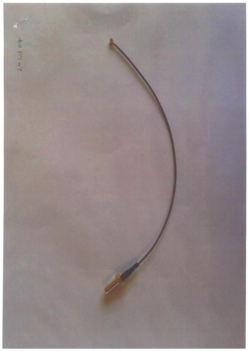 A CO-AXIAL CABLE. 15 CENTIMETERS IN LENGTH, FITTED WITH A GOLD 50 OHM FITTED WITH  A SMA CONNECTOR AT ONE END AND A UFL AT THE OTHER END. OF A VOLTAGE OF LESS THAN 80 VOLTS . CUSTOM MADE FOR USE IN COMPUTERS.