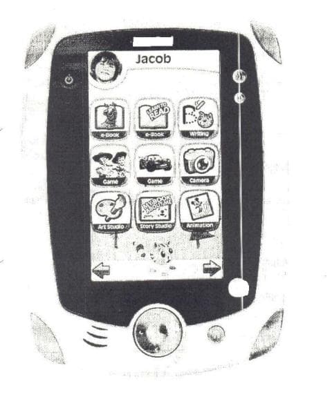 HAND HELD GAMING TABLET WITH 5 INCH SCREEN, SUITABLE FOR CHILDREN AGED 4 TO 9 YEARS. HAS TOUCH SCREEN AND PLASTIC STYLIS. INCLUDES VOLUME CONTROL, HEADPHONE MAINS AND USB SOCKETS. GAMES CAN BE PLAYED BY INSERTING CARTRIDGES OR DOWNLOADING FROM A COMPUTER DEVICE.