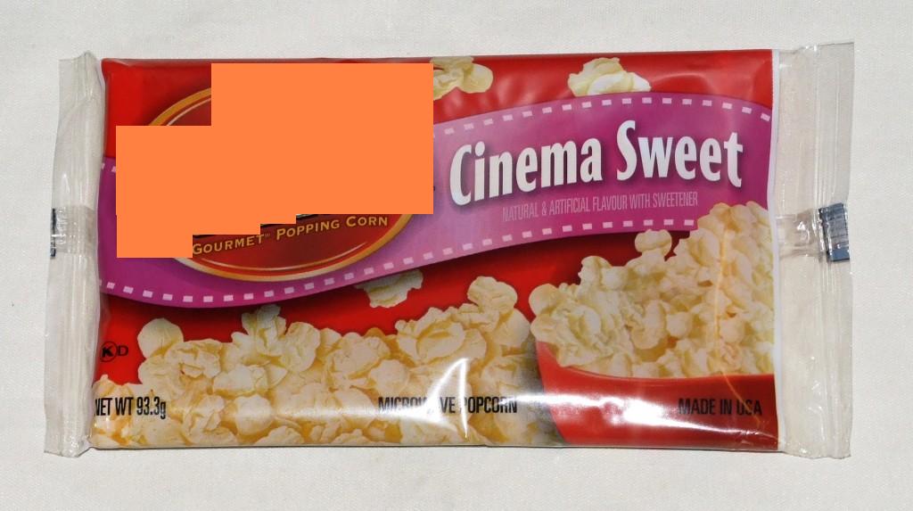 MICROWAVE SWEET POPPING CORN (MAIZE). IN A PRINTED PAPER BAG READY TO BE PLACED IN THE MICROWAVE TO MAKE POPCORN. IN 93.3g PACKS. PRESENTED IN PRINTED PLASTIC PACKAGING.