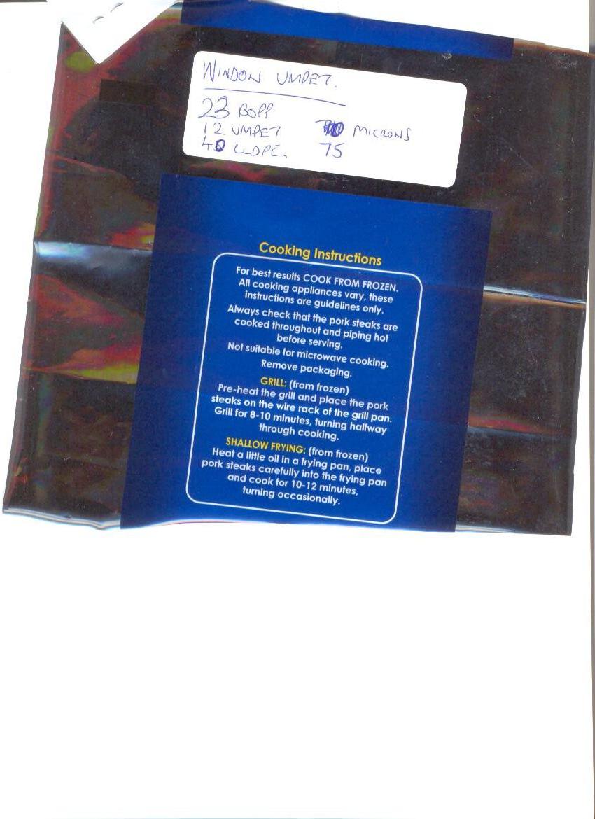 LAMINATED FILM OF BDPP (BIAXIALLY ORIENTED POLYPROPYLENE) OF POLYETHEYLENE WITH SPECIFIC GRAVITY OF 0.92. 23 MICRON THICK,  LAMINATED TO VMPET (VACUUM METALLISED PET FILM) OF 12 MICRON THICK, LAMINATED TO LLDPE (LINEAR LOW DENSITY POLYETHYLENE) 40 MICRON THICK, IMPORTED IN ROLLS FOR USE IN THE FOOD PACKAGING INDUSTRY.