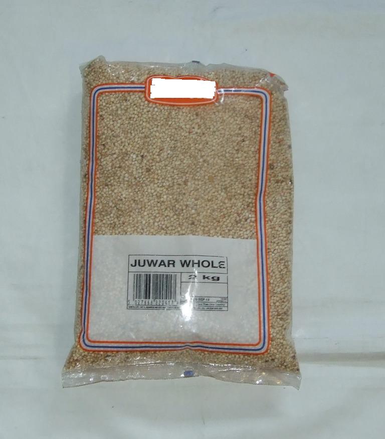 JUWAR, SORGHUM. GRAIN PACKAGED IN 2KG BAGS.