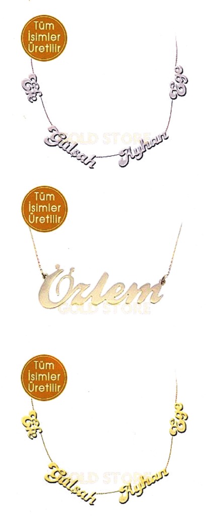 14CT GOLD NAME NECKLACES UP TO 5 NAMES. PERSONALISED, NAME(S) UPTO 5 ENGRAVED ONTO SOLID GOLD. THE LETTERING MADE OF SCRIPT WRITING. THE ITEM(S) COME WITH 14CT GOLD CHAIN OF CHOICE(S). THE SIZE OF PENDANT VARIES IN ACCORDANCE WITH THE NAME AND STYLE. CERTIFICATE OF GOLD AUTHENTICITY IS ATTACHED TO EVERY ORDER.