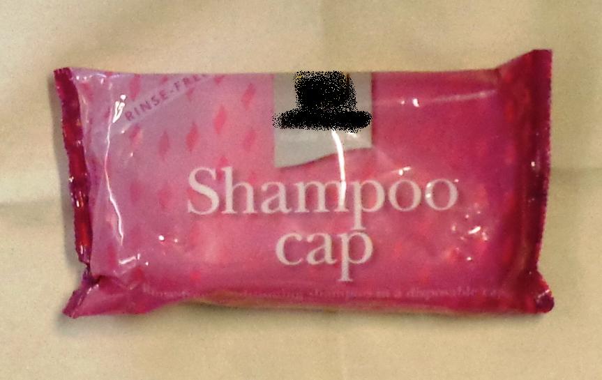 RINSE FREE COMPLETE HAIR CARE DISPOSABLE NON WOVEN POLYESTER AND VISCOSE CAP IMPREGNATED WITH A MIX OF SHAMPOO AND CONDITIONER. TO BE WARMED IN A MICROWAVE FOR 20 SECONDS, COVER ALL HAIR, MASSAGE THOROUGHLY, REMOVE AND DISCARD CAP. LEAVES HAIR TOWEL DRY. PACKAGED IN A 24 PACK CARTON.