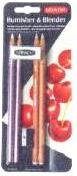 BLENDER  AND  BURNISHER SET.  SET COMPRISING 2 X BURNISHING PENCILS , 2 X BLENDER PENCILS , A SHARPENER  AND ERASER THE BLENDER PENCILS IS USED TO MIX TOGETHER 2 COLOURS FROM STANDARD COLOURED PENCILS TO CREATE A NEW COLOUR. THE BURNISHING PENCILS PROVIDE A COATING OF WAX TO DRAWINGS TO ENHANCE THEIR APPEARANCE, CAN ALSO BE USED TO DRAW A WAX DESIGN PRIOR TO THE APPLICATION OF COLOURS