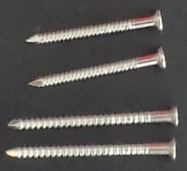 RING SHANK WIRE NAILS MANUFACTURED FROM AUSTENITIC STAINLESS STEEL. USED IN THE JOINTING OF COMPOSITE MATERIALS AND PVCU TO TIMBER.